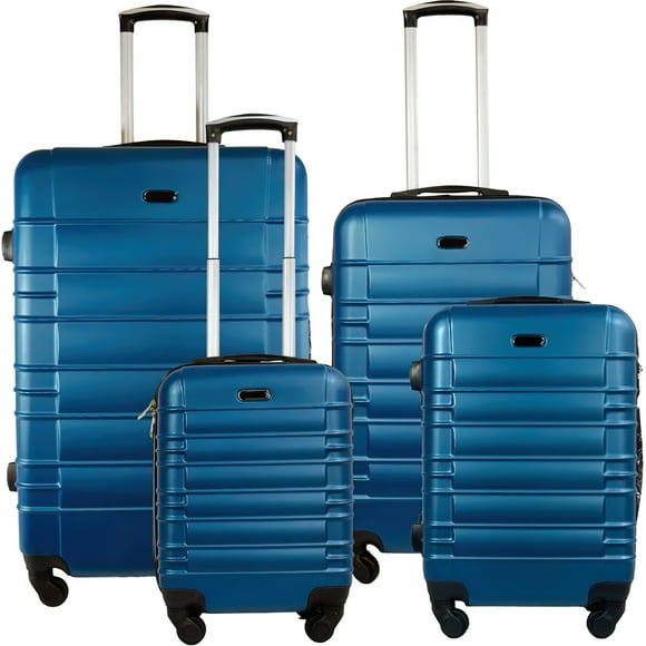juego 4 maletas rigidas rack  pack set viaje azul
