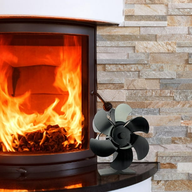 Ventilador de estufa de leña alimentado por calor, ventilador de chimenea  de 6 aspas para estufa de leña, ventiladores de estufa ecológica para  estufa
