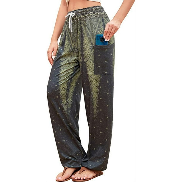 Pantalones de Yoga Mujer Boho Hippie Harén Panalones De Mujer