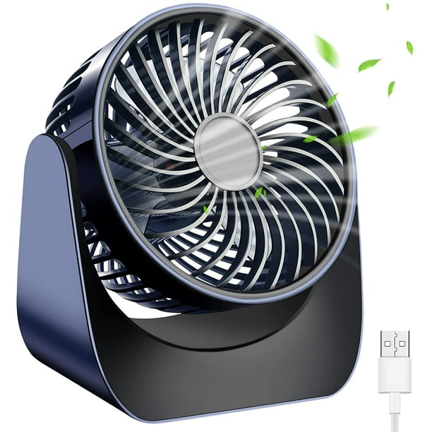 RV Ventilador USB, ventilador pequeño, mini ventilador USB silencioso con  rotación de 360°, ventilador de escritorio de 3 velocidades con cable USB  de