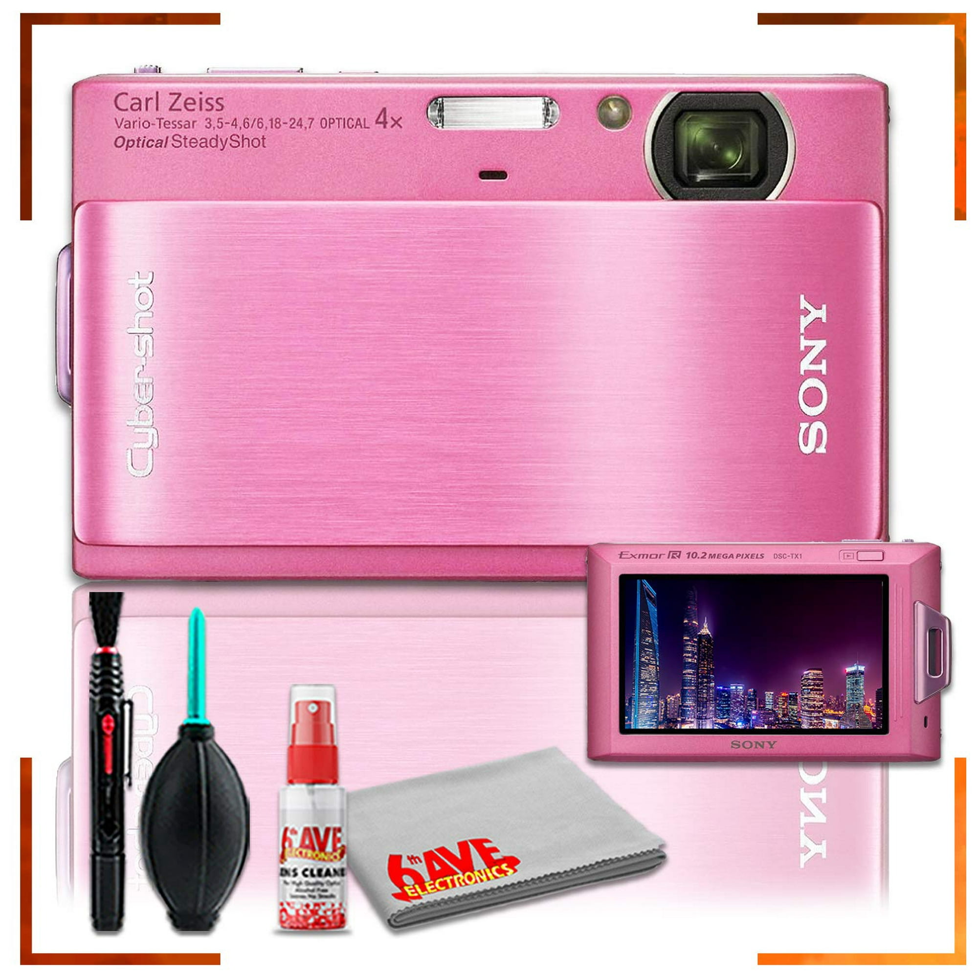 Sony Cybershot DSC-TX1 Digital Camera (Pink) + Cleaning Kit Sony A01JDSUDG