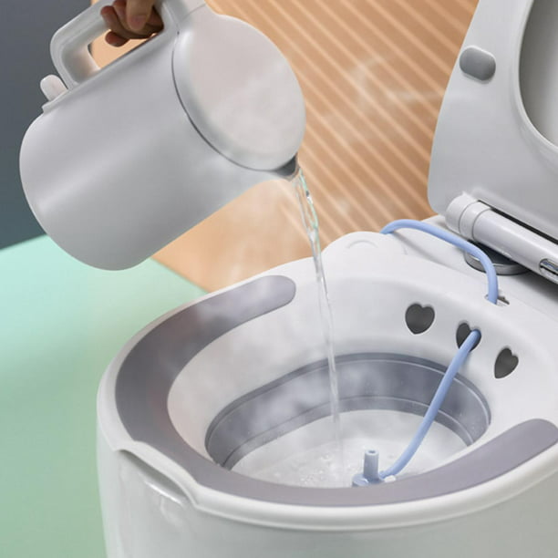 Baño de asiento plegable para asiento de inodoro, sobre el lavabo para el  del inodoro para el tratamiento del perineo, la limpieza de la , Gris
