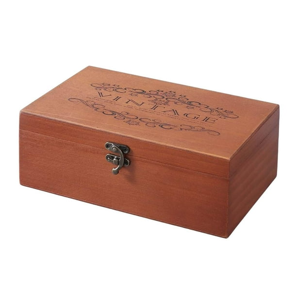 Caja de almacenamiento de madera, joyero, caja de recuerdos, cajas de  regalo portátiles para guardar joyas, jabones , velas, collares,  manualidades S
