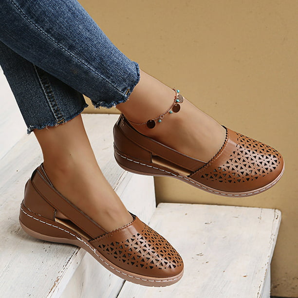 Zapatos informales ahuecados para mujer, zapatos cómodos con plataforma y  cabeza redonda sólida Wmkox8yii shjk7605
