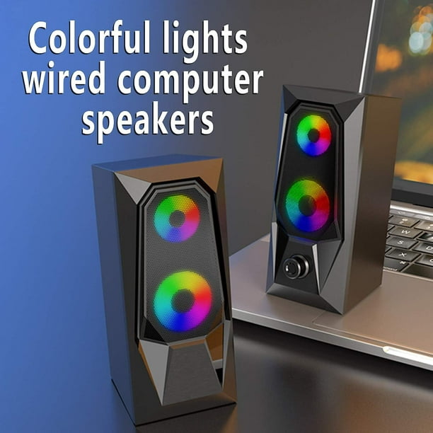 Altavoces para ordenador, altavoces emisores de luz LED de color rgb,  altavoces estéreo para ordenador con subwoofer, altavoces para PC con canal  USB