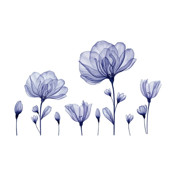 decalmile Pegatinas de Pared Flores Azul Vinilos Decorativos