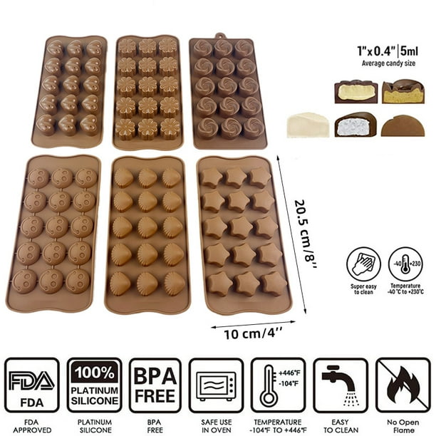 Moldes de silicona para chocolate – Juego de 6 libros electrónicos de  recetas gratuitas – Moldes antiadherentes de silicona – Moldes de silicona  de