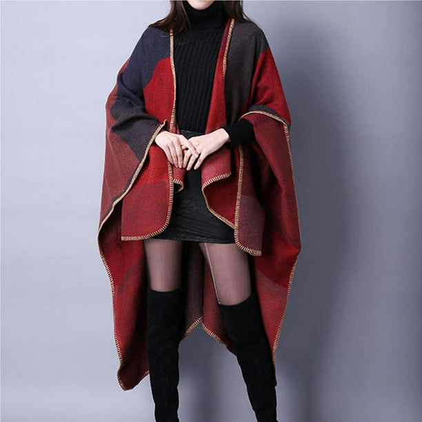 Guardurnaity Ponchos cálidos de invierno a la moda para mujer Accesorios de  disfraces Rojo Guardurnaity AP007115-01