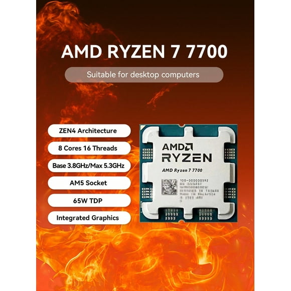 amd ryzen 7 7700 38ghz base clock 8core 16thread desktop processor cpu am5 socket integrated graphics for high end computer enthusiastic gaming