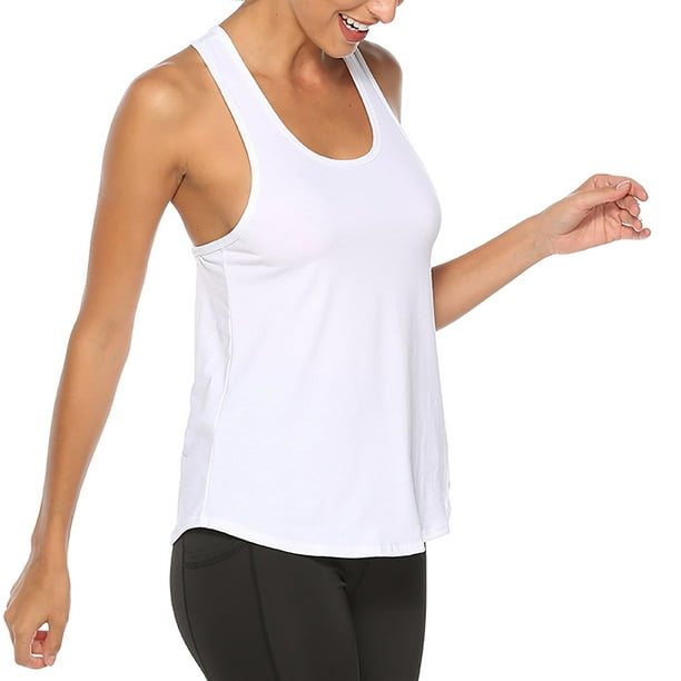 CRZ YOGA Pima - Camiseta sin mangas de algodón para mujer, holgada, sin  mangas, cuello alto, yoga, atlética, gimnasio