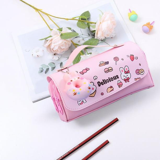 Estuche para lápices Kawaii con accesorios, material escolar kawaii para  adolescentes y niñas (rosa)