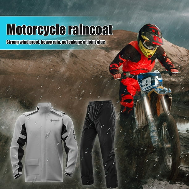 Traje De Lluvia Para Moto SULAITE Chubasquero reflectante para moto+Pantalones  con cubrezapatos Gris XXXL Ehuebsd Accesorios para autos y motos