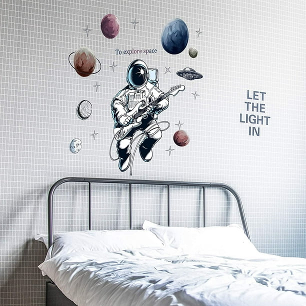 Calcomanías de pared de astronauta de la NASA, universo, espacio,  decoración de pared, dormitorio, sala de estar, TV, decoración de puerta  (astronauta
