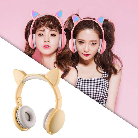cat headphone over ear estéreo plegable con micrófono iluminación led ajustable 50 auricular inalám hugo