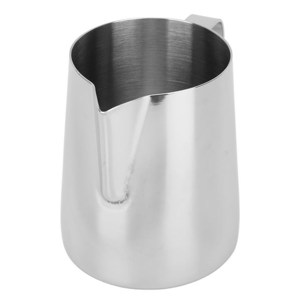 Jarra de acero inoxidable para espumar leche, jarra de vapor  para café y leche, jarra para espumar leche con mango de 13.5 fl oz, 20.3  fl oz (color plateado, tamaño: 13.5 fl