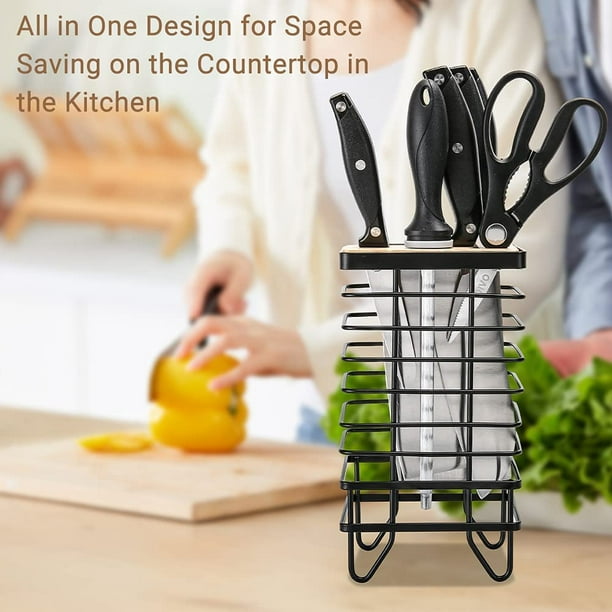 Soporte Universal para bloque de cuchillos, organizador de cuchillos de  cocina, soporte de almacenamiento, 8 ranuras, alambre de hierro hueco alto