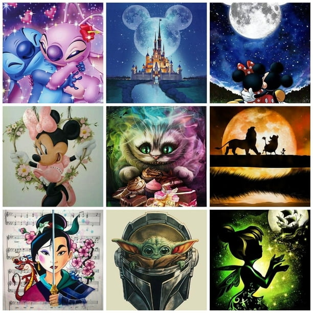 Kits de pintura de diamantes DIY para niños, dibujos animados de Disney,  Minnie, Mickey Mouse, bordado