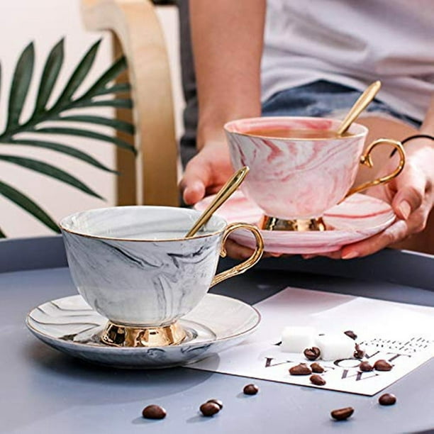 Rockin Gear Juego de 2 tazas de café blancas con cuchara (10 onzas) el  mejor juego de tazas de cerámica con distintivas frases vintage de café
