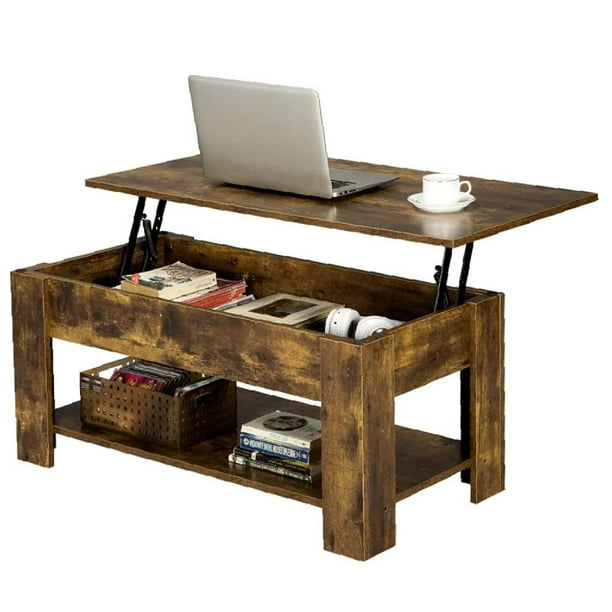  BSFYUK Mesa de centro elevable, mesa de café moderna de madera  para el hogar, mesa de café con cajón y estante grande de almacenamiento,  mesa de centro convertible a mesa de