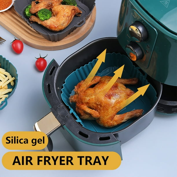 Freidora De Aire Freidora de aire cuadrada de silicona Bandeja para hornear  Horno para utensilios de cocina (Azul) Likrtyny Libre de BPA