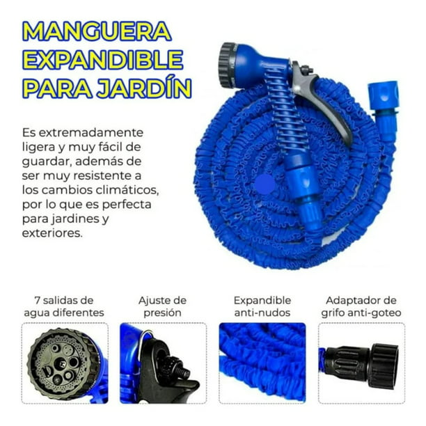 Manguera Flexible Expandible 22.5 Metros Pistola Jardin Color Azul