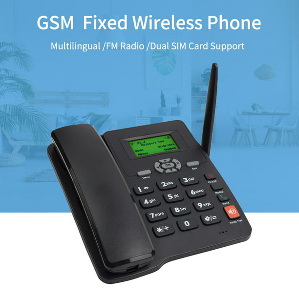 Teléfono de Escritorio Inalámbrico Soporte GSM 850/900/1800/1900 MHZ con  Dual SIM de Eccomum