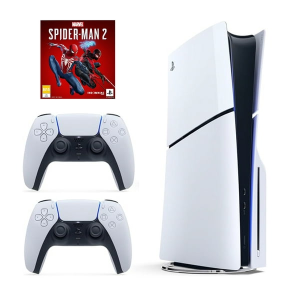 consola de videojuegos sony playstation 5 slim con spiderman 2 2 controles dualsense blancos 1tb edición standard sony blanco
