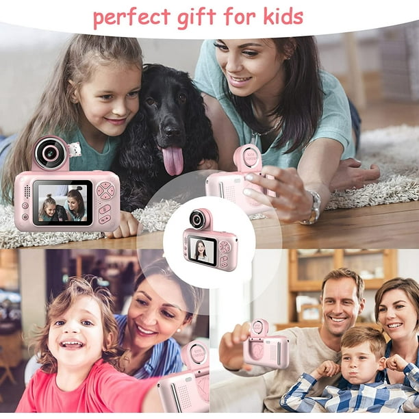 Cámara para niños, cámara digital para niños, cámaras de video digital HD  con cámara de lente abatible para niños pequeños, regalos de cumpleaños de