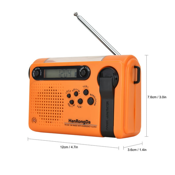 Radio FM/AM/SW portátil, altavoz Bluetooth integrado, alimentado por  batería recargable con panel solar para carga, luz LED de emergencia,  antena