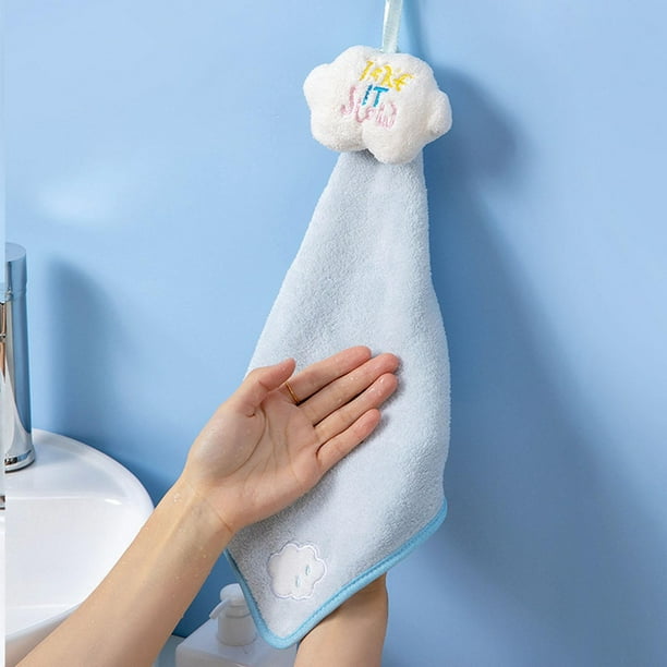 Toallas pequeñas con lazo para colgar, toallas secas a mano para cocina y  baño, juego de toallas colgantes pequeñas superabsorbentes, suaves con lazo