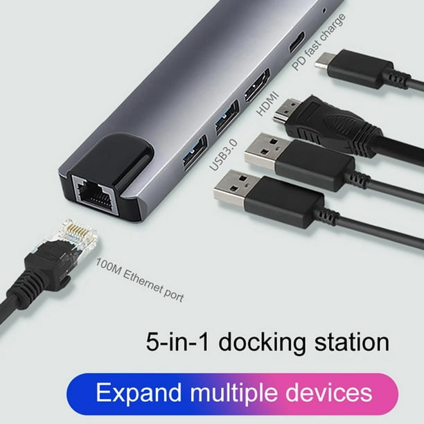 Adaptador Tipo C a 4K y 2x USB 3.0, Sunnimix Adaptador de Dongle Hub USB C