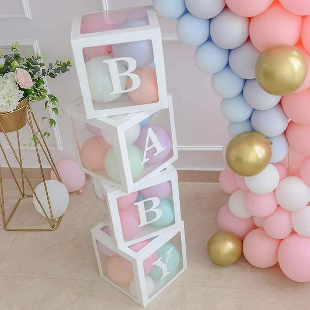 Decoraciones para baby shower, globos de látex para niños, caja  transparente para niñas, baby shower Afortunado Sencillez