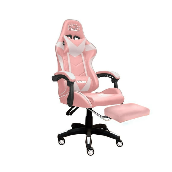 silla gamer ergonomica reclinable con descansa pies silla para oficina estudio pc para videojuegos rosa