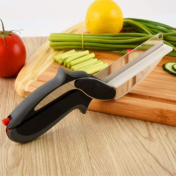 Cortador de alimentos para cortar verduras, además de sacapuntas, tijeras 2  en 1, tabla de cortar, cortador de verduras, utensilios de cocina, tijeras  para ensalada, ideas de regalo ER