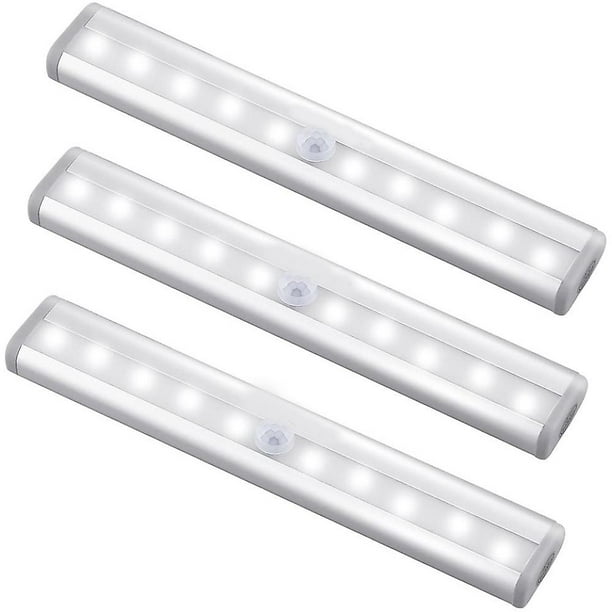 Luz LED con sensor de movimiento, luces LED de armario con sensor de  movimiento, luz de armario de 10 LED, tira de luz para armario de cocina