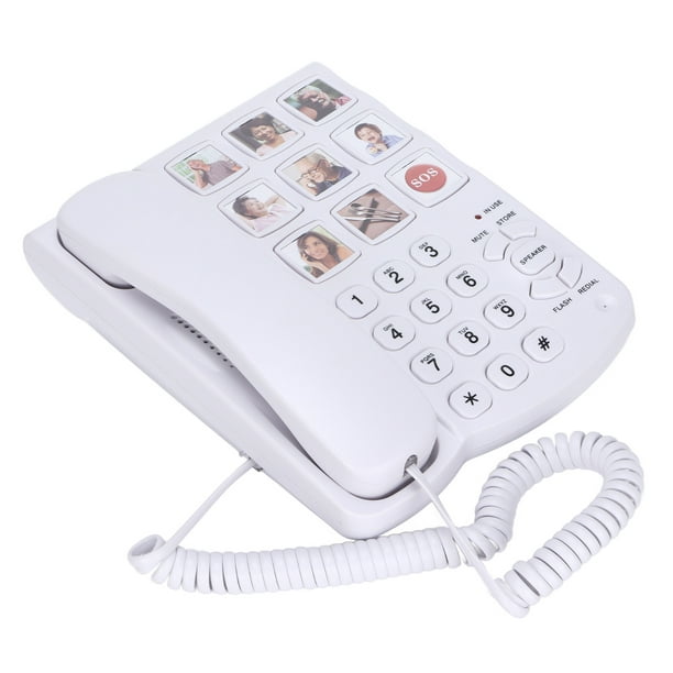 Teléfono fijo con cable para personas mayores en el hogar, teléfono fijo  LCD con botón grande, teléfono fijo de marcación rápida, llamadas manos