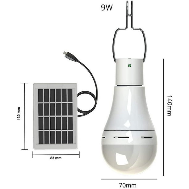Bombilla de luz LED con energía solar - Lámpara de linterna de carga USB  portátil Proyector Interior JAMW Sencillez