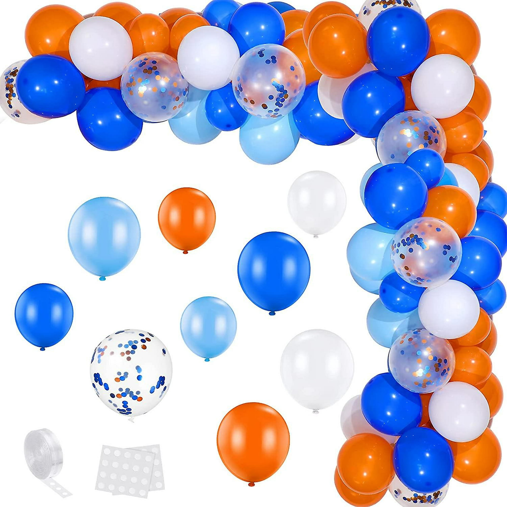 Globos azules y blancos, juego de 60 globos de color azul oscuro y blanco  con globos de confeti, globos de látex azul claro de 12 pulgadas