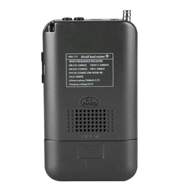 Escáneres de receptor de radio multibanda, de mano, bandas de frecuencia:  AIR FM AM CB SW VHF Batería recargable recargable Radio de viaje portátil