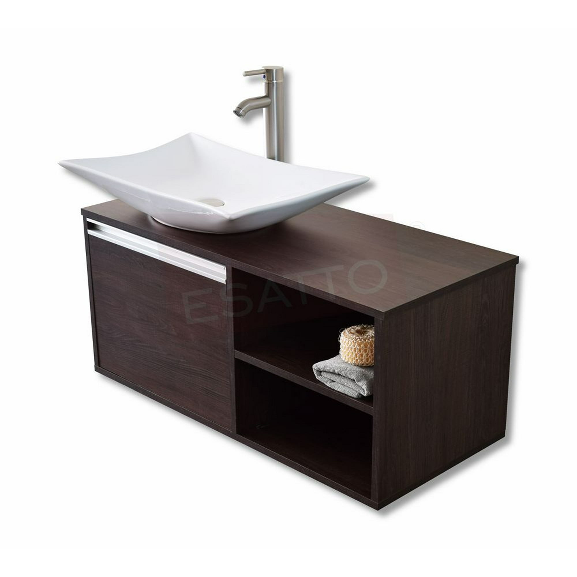 Mueble Esquinero con Lavabo y Espejo, Conjunto de Lavabo y Tocador para  Cuarto de Baño Pequeño