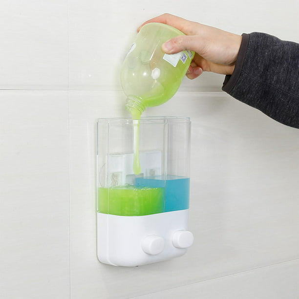  Dispensador de jabón de plástico para uso en la pared,  dispensador de jabón manual para uso en la pared, 2 unidades (color:  blanco) : Todo lo demás