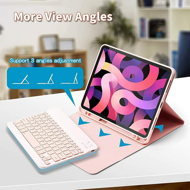 Funda para Tablet PC-Teclado retroiluminado rosa elegante, iPad