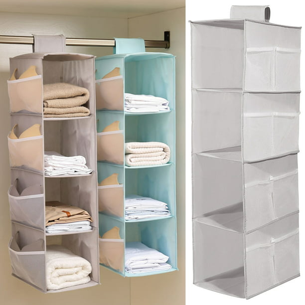  YOUDENOVA Organizador colgante de armario, 4 estantes de  almacenamiento para colgar, color gris : Hogar y Cocina