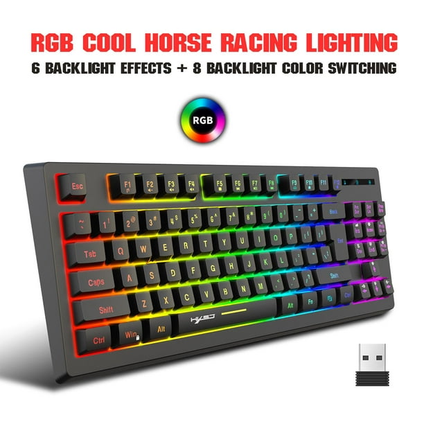 Teclado y mouse inalámbricos RGB para juegos, teclado recargable con  retroiluminación RGB, batería de larga duración, teclado para juegos de  sensación