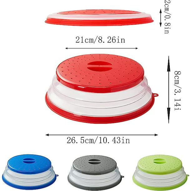 Cubierta plegable para platos de alimentos para microondas, ventilada, tapa  de silicona de grado alimenticio libre de BPA - rojo