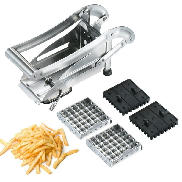 Cortador de patatas fritas de acero inoxidable, máquina para cortar patatas  fritas, 2 cuchillas
