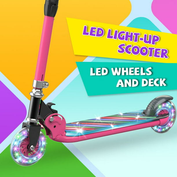 Patinete para niños, patinete con luces LED, manillar ajustable, incluye  luces en el eje y las ruedas, a partir de 6 años HOVERSTAR HS-LSC39RD