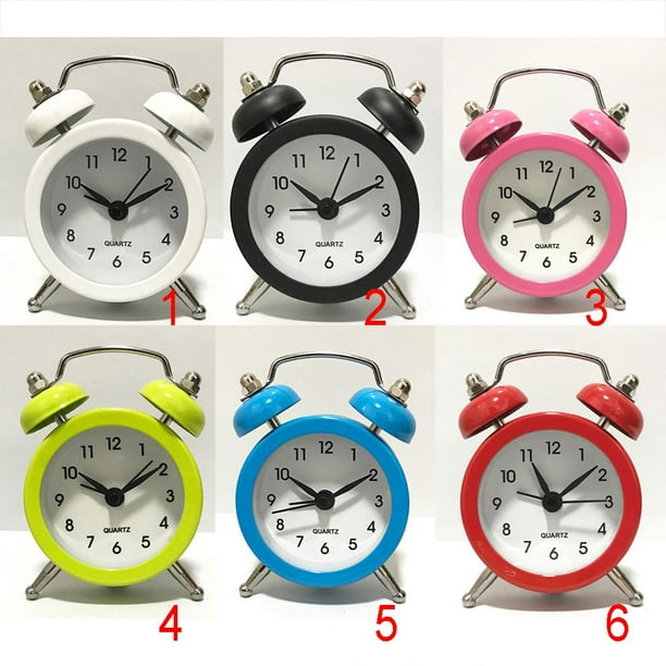 Reloj despertador analógico redondo color naranja estilo clásico
