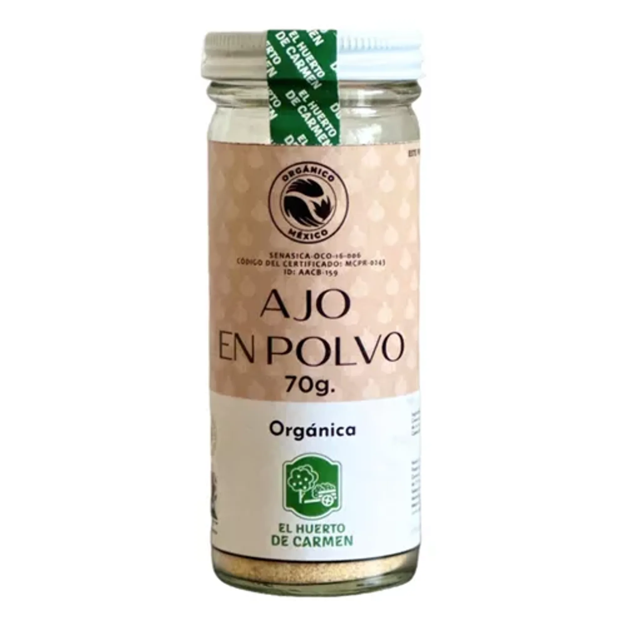 Ajo orgánico en polvo 70g huerto de carmen 100% natural