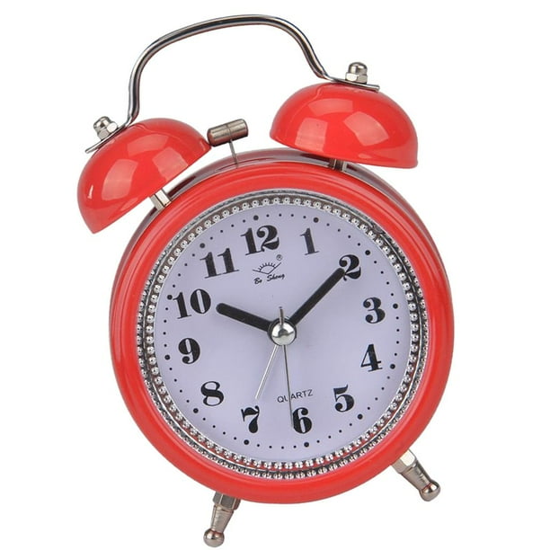 Reloj despertador de 4 pulgadas con doble campana, color rojo